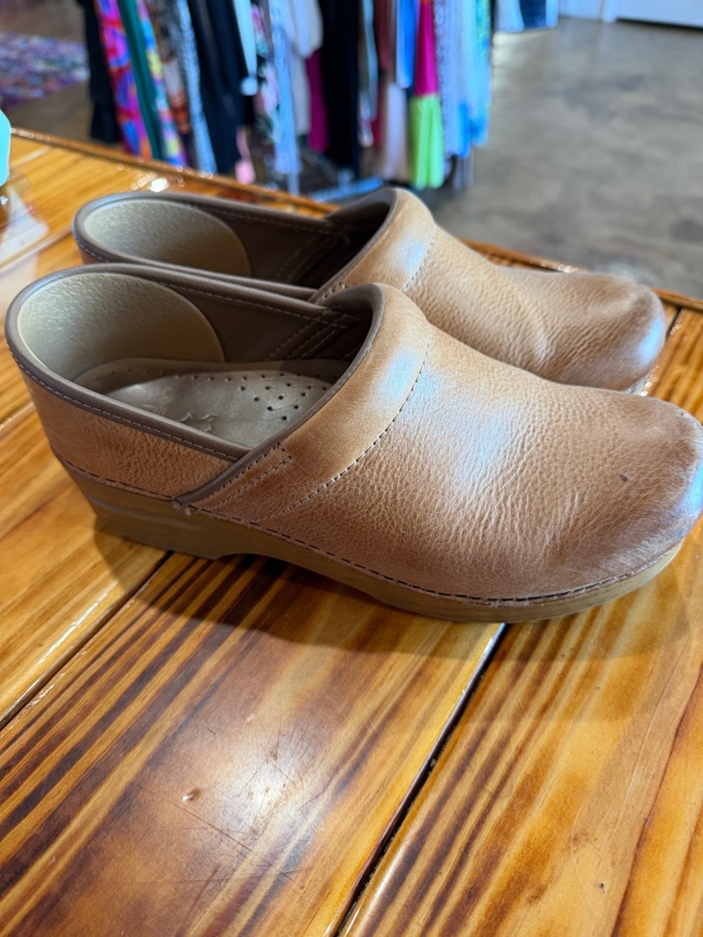 Dansko Brown Leather Slip-On Clogs